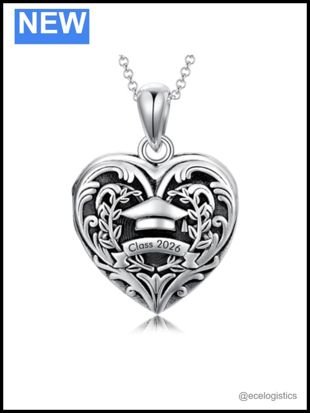 Sterling Silver Locket Necklace Holds 2 Photos Graduation Gift